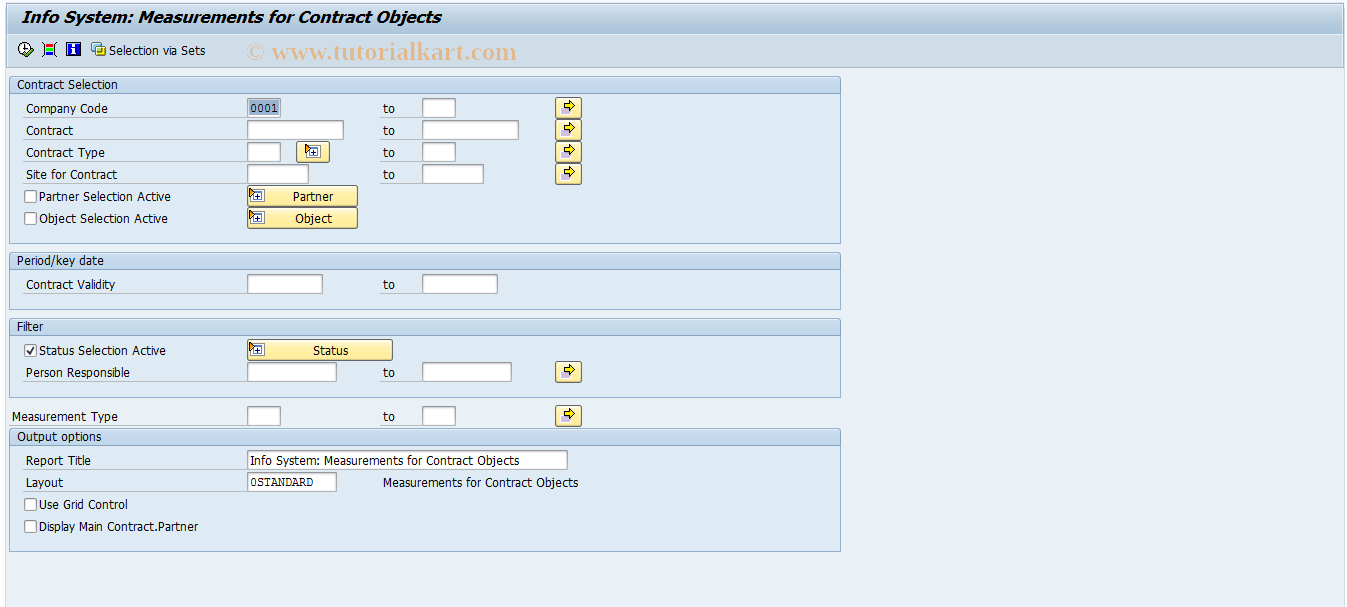 SAP TCode REISMSCN - Infosystem: Measurements - Contracts