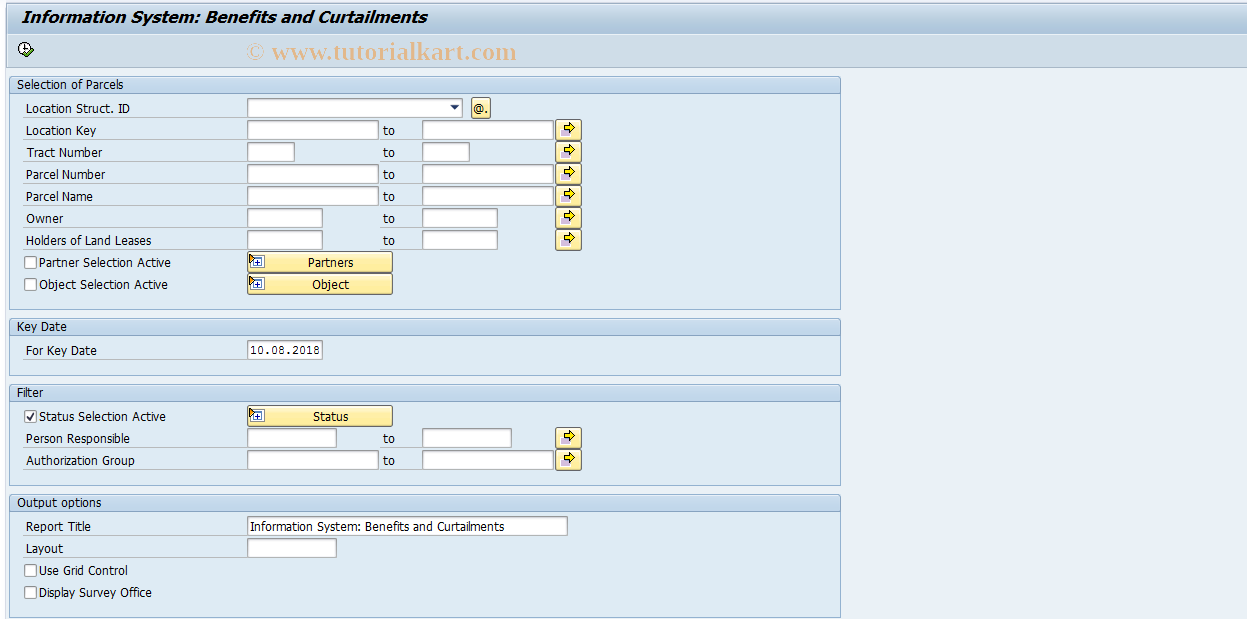 SAP TCode REISPLDB - InfoSystem: Benefits/Curtailments