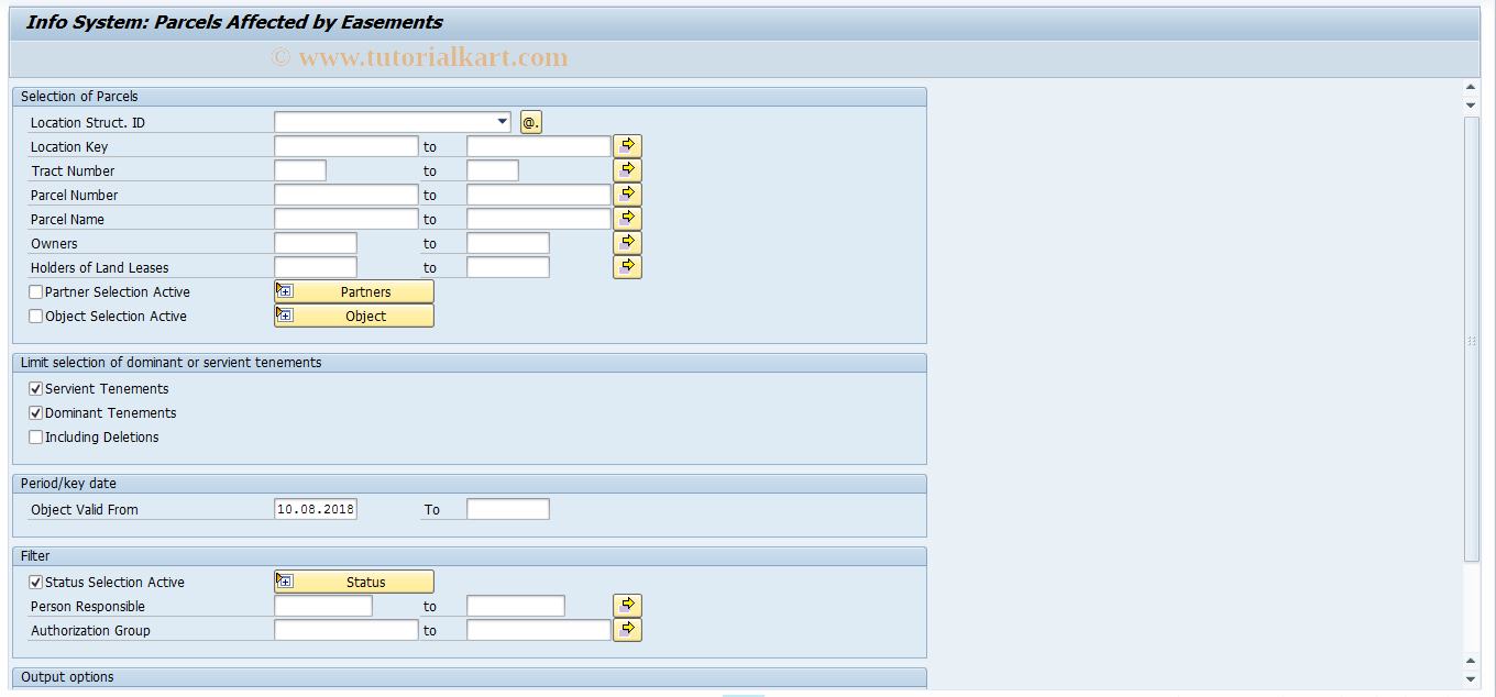 SAP TCode REISPLER - Info System: Parcels - Easements