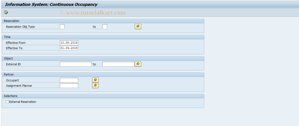 SAP TCode REISPO - Info System: Continuous Occupancy