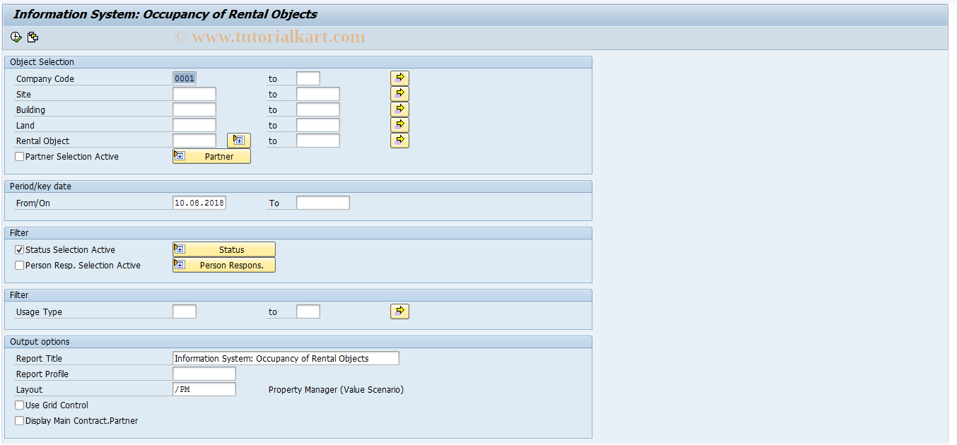 SAP TCode REISROOC - Info System: Occupancy of ROs