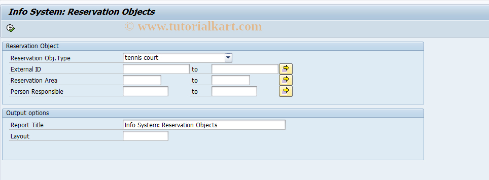 SAP TCode REISRSOBJ - Info System: Reservation Object