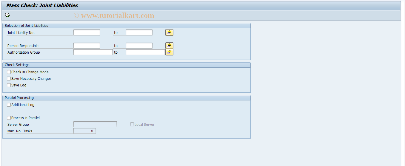 SAP TCode RELMJLCHECK - Mass Check: Joint Liabilities