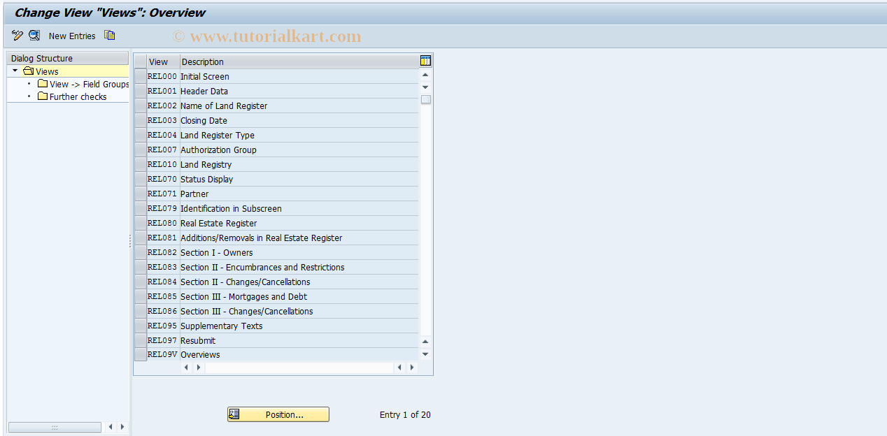 SAP TCode RELML00003 - L0: Views