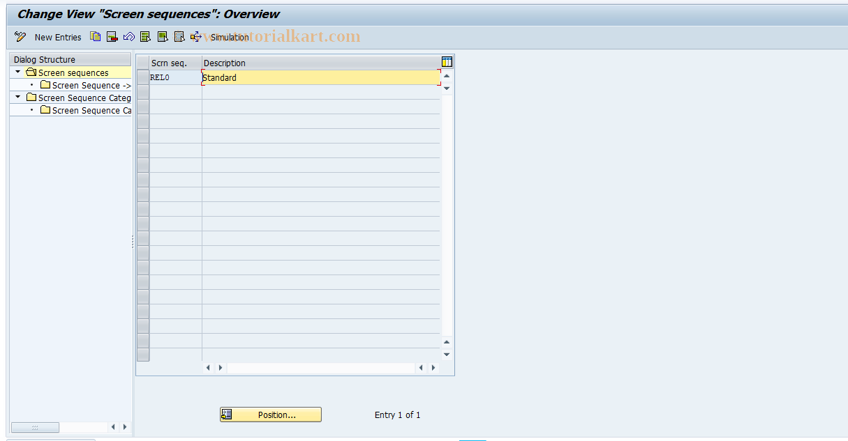 SAP TCode RELML00006 - L0: Screen Sequences