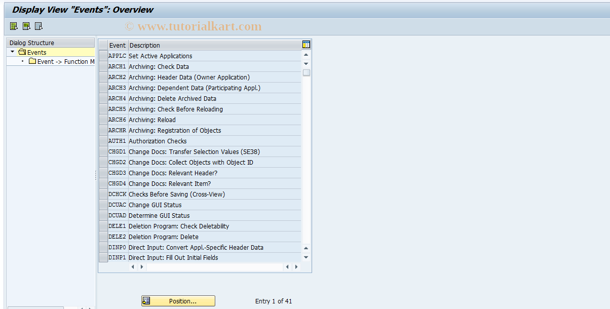 SAP TCode RELML00007 - L0: Events