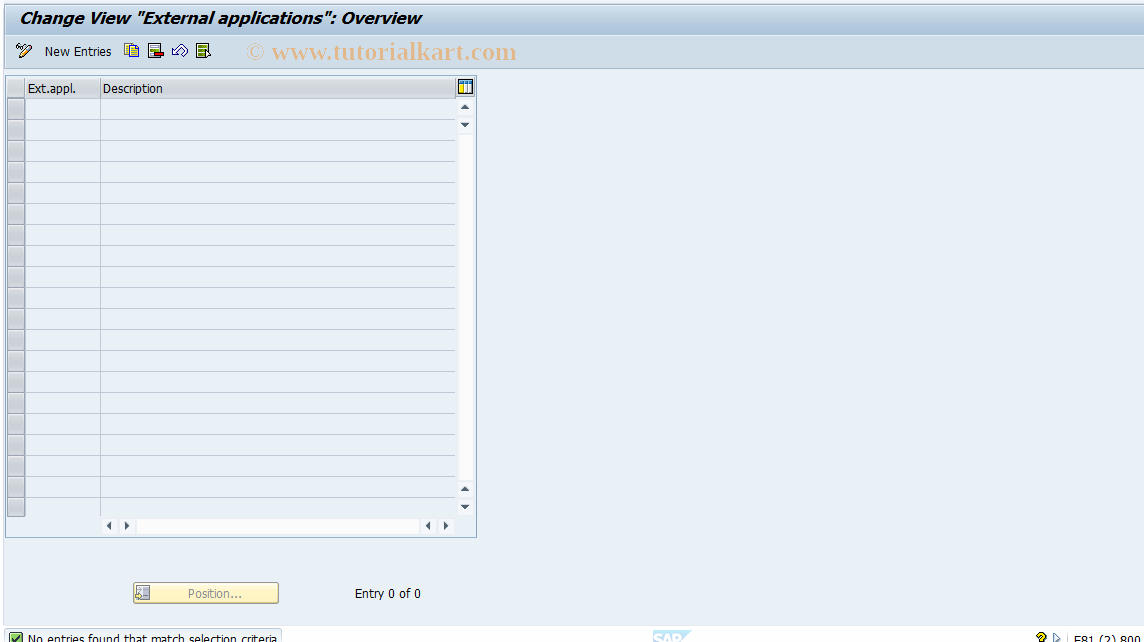 SAP TCode RELML00017 - L0: External Applications