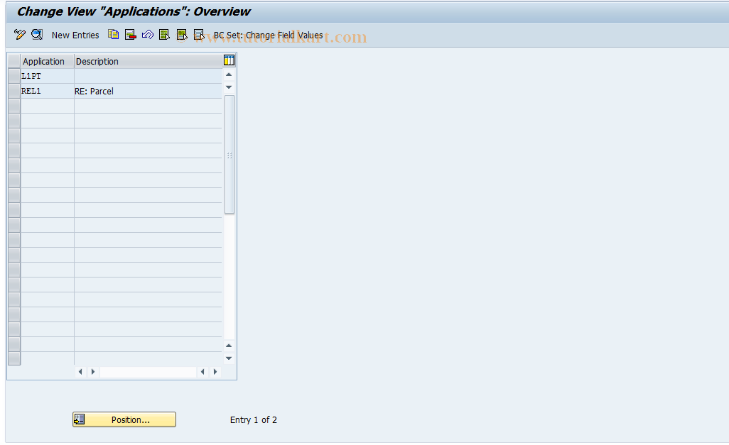 SAP TCode RELML10001 - L1: Applications