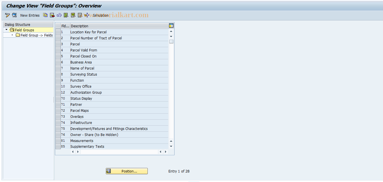 SAP TCode RELML10002 - L1: Field Groups