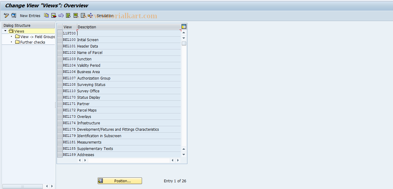 SAP TCode RELML10003 - L1: Views