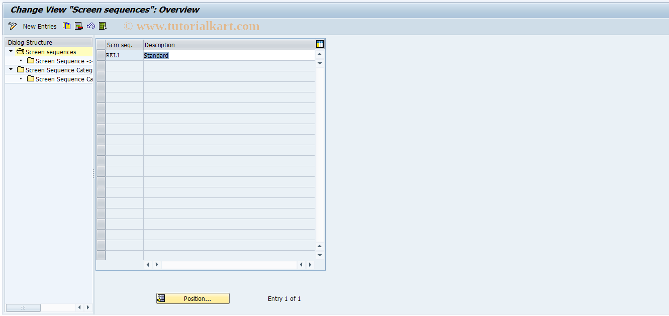 SAP TCode RELML10006 - L1: Screen Sequences