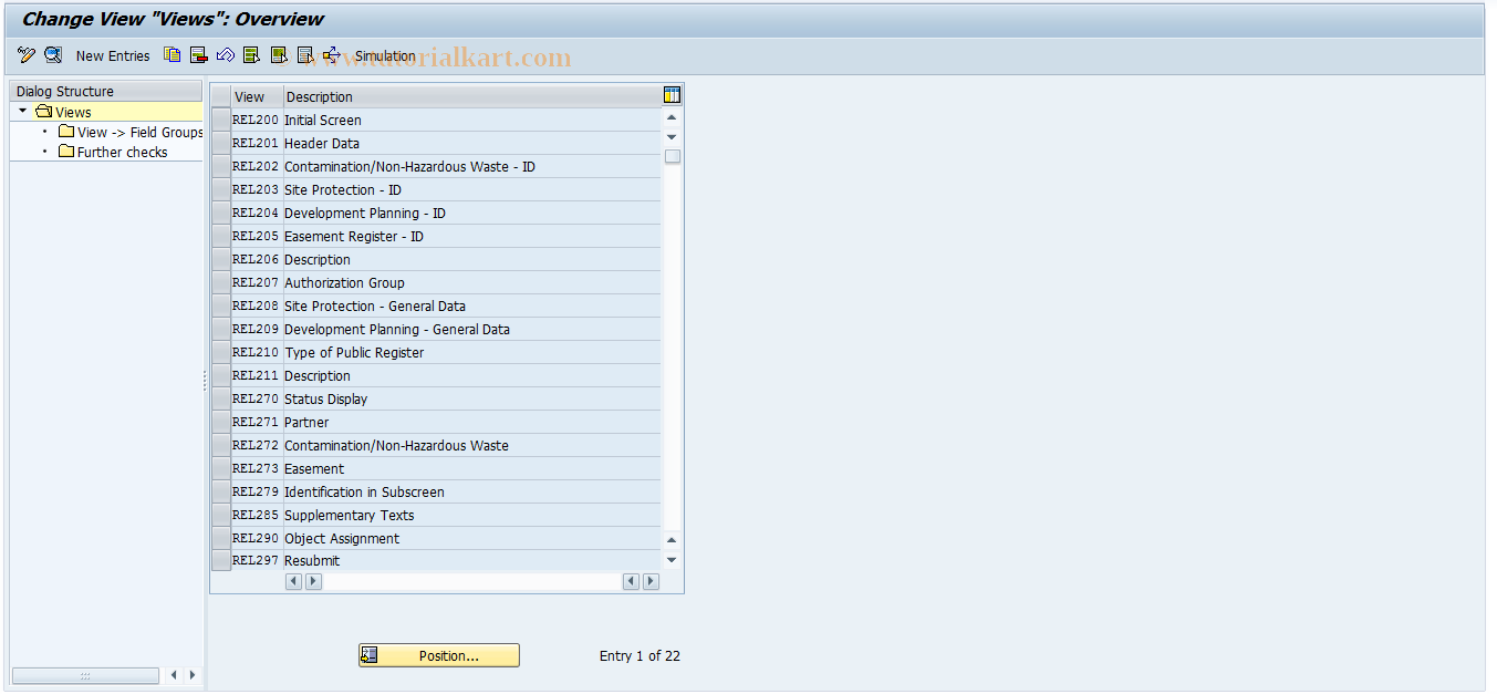 SAP TCode RELML20003 - L2: Views