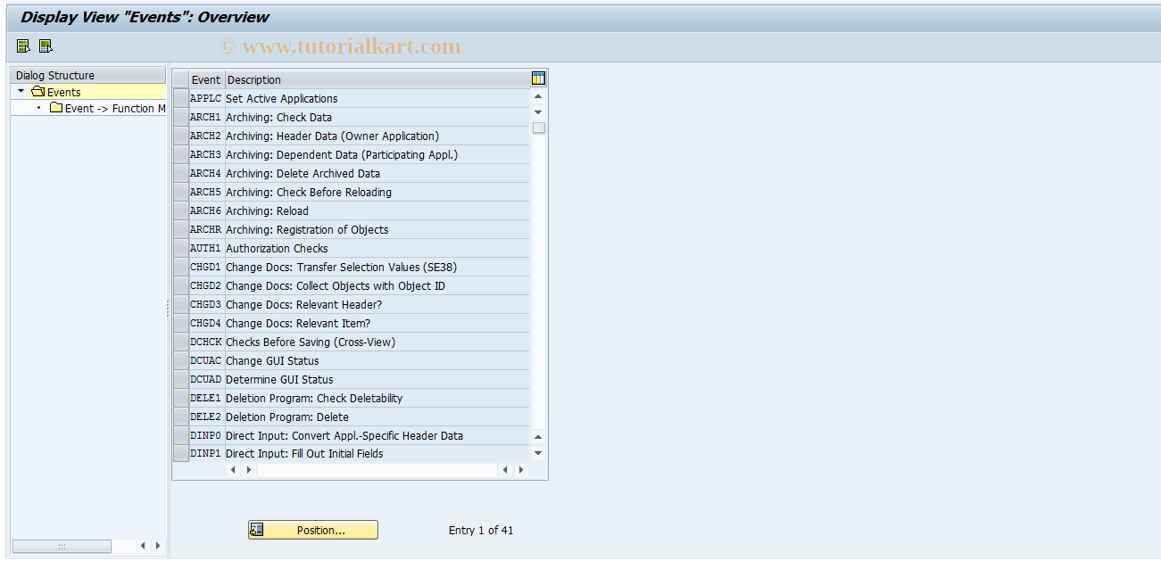 SAP TCode RELML20007 - L2: Events