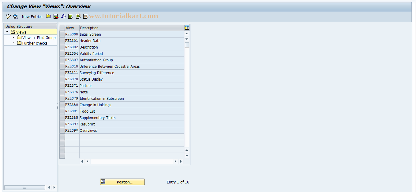 SAP TCode RELML30003 - L3: Views