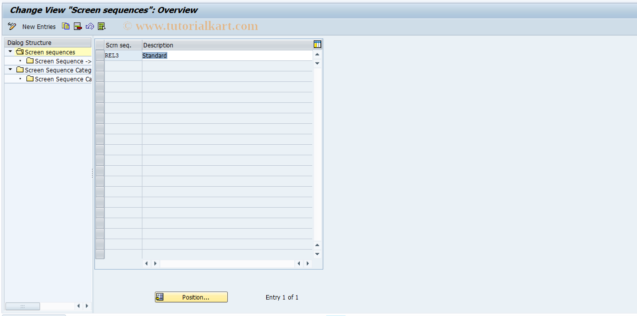 SAP TCode RELML30006 - L3: Screen Sequences