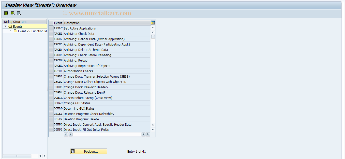 SAP TCode RELML30007 - L3: Events