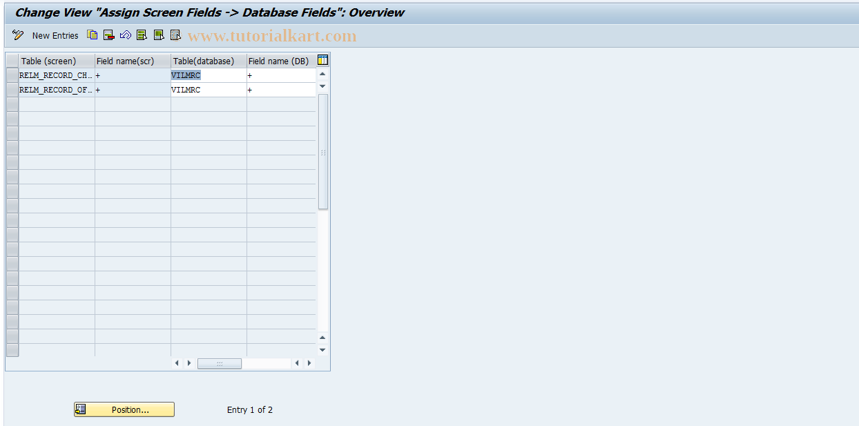 SAP TCode RELML30011 - L3: Assignment Screen Field->DB Field