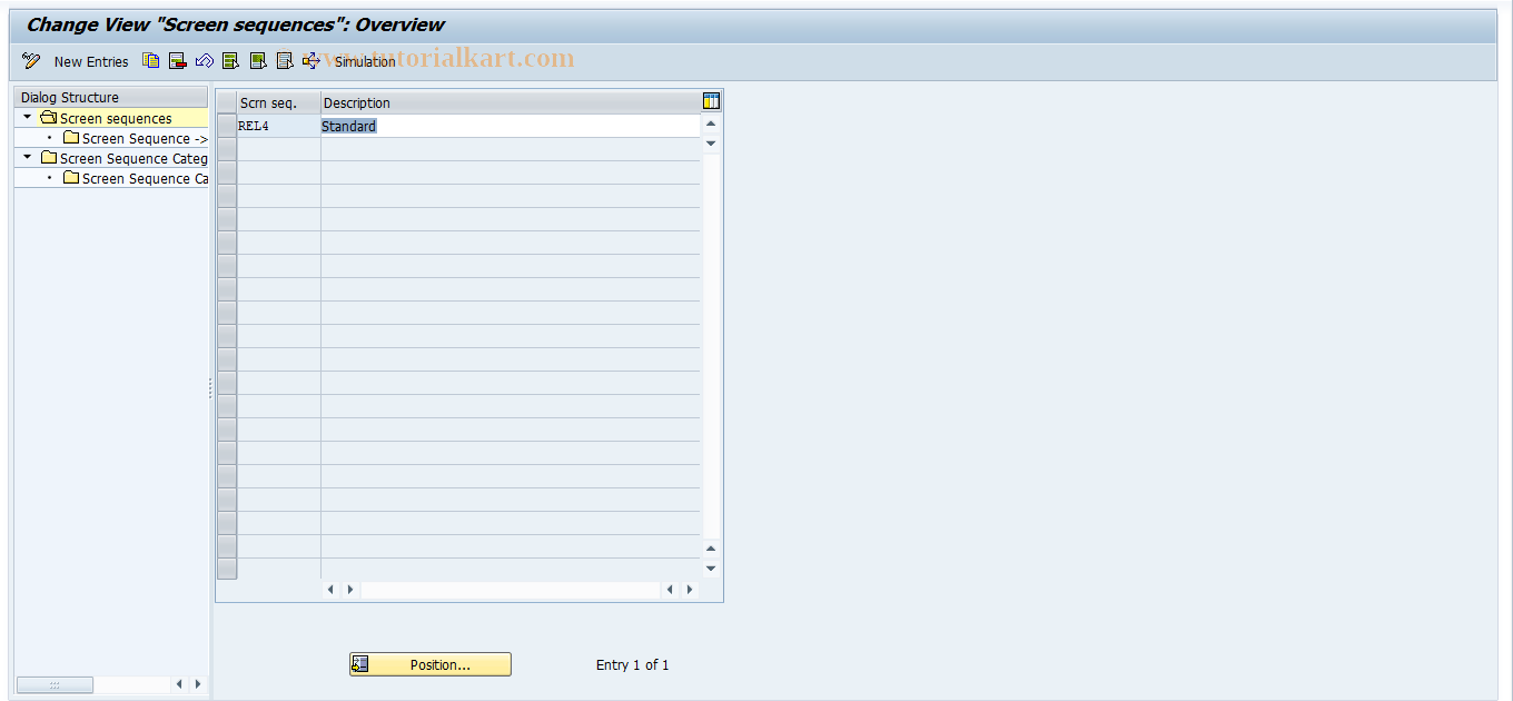 SAP TCode RELML40006 - L4: Screen Sequences