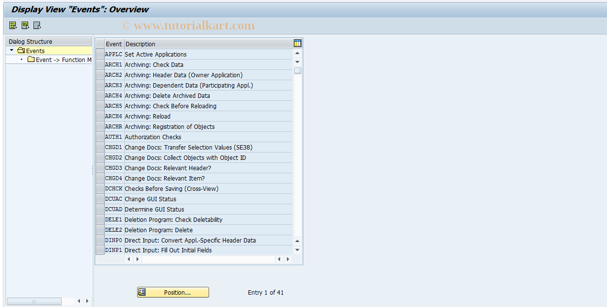 SAP TCode RELML40007 - L4: Events