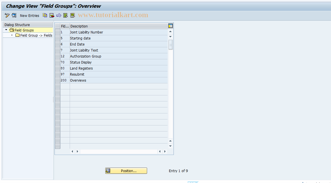 SAP TCode RELML50002 - L5: Field Groups