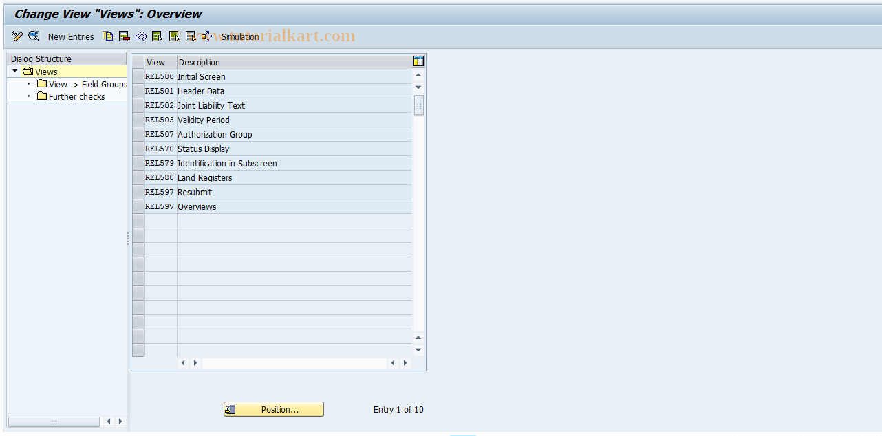 SAP TCode RELML50003 - L5: Views