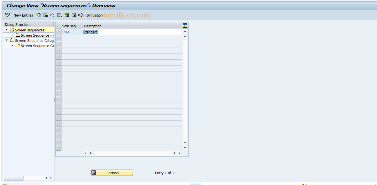 SAP TCode RELML50006 - L5: Screen Sequences