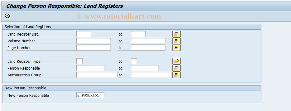 SAP TCode RELMLRRP - Change Resp. Person: Land Registers