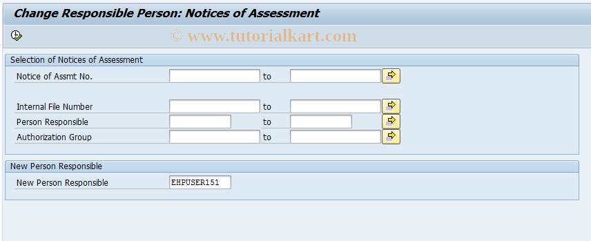 SAP TCode RELMNARP - Change Pers.Resp: Notice of Assmt