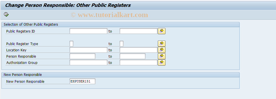 SAP TCode RELMPERP - Change Pers.Resp: Public Registers