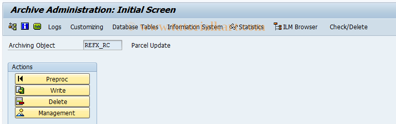 SAP TCode RELMRCAR - Archive Parcel Updates