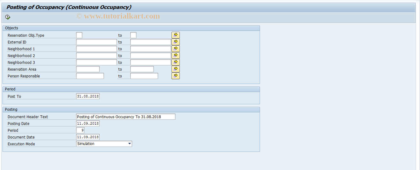 SAP TCode REORCOSTPOSTPO - Posting of Continuous Occupancy