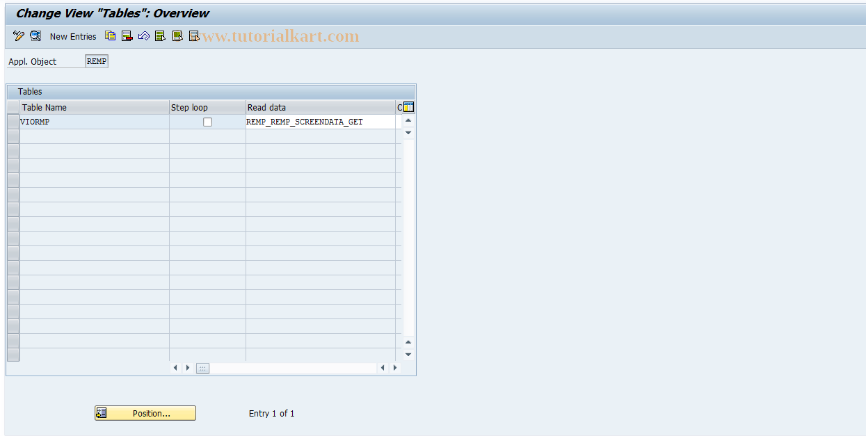 SAP TCode REORMP0016 - MP: Tables