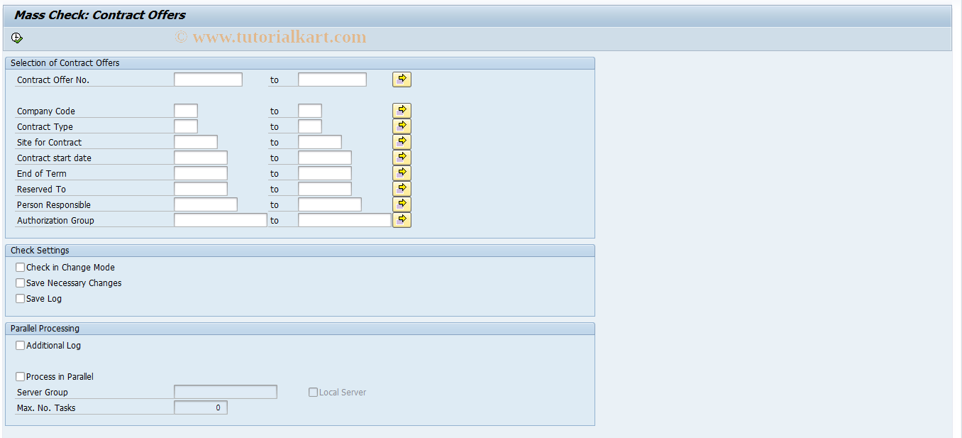 SAP TCode REOROFCHECK - Mass Check: Contract Offers