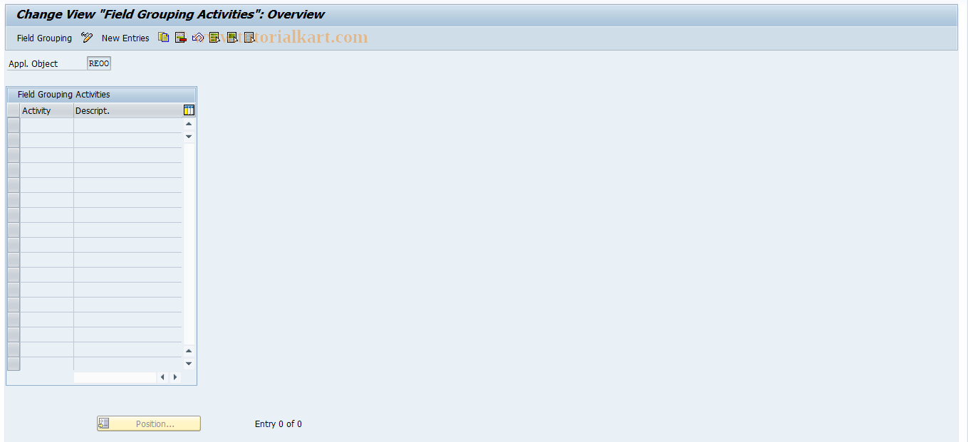 SAP TCode REOROO0019 - OO: Field Mod. per Activity (Control