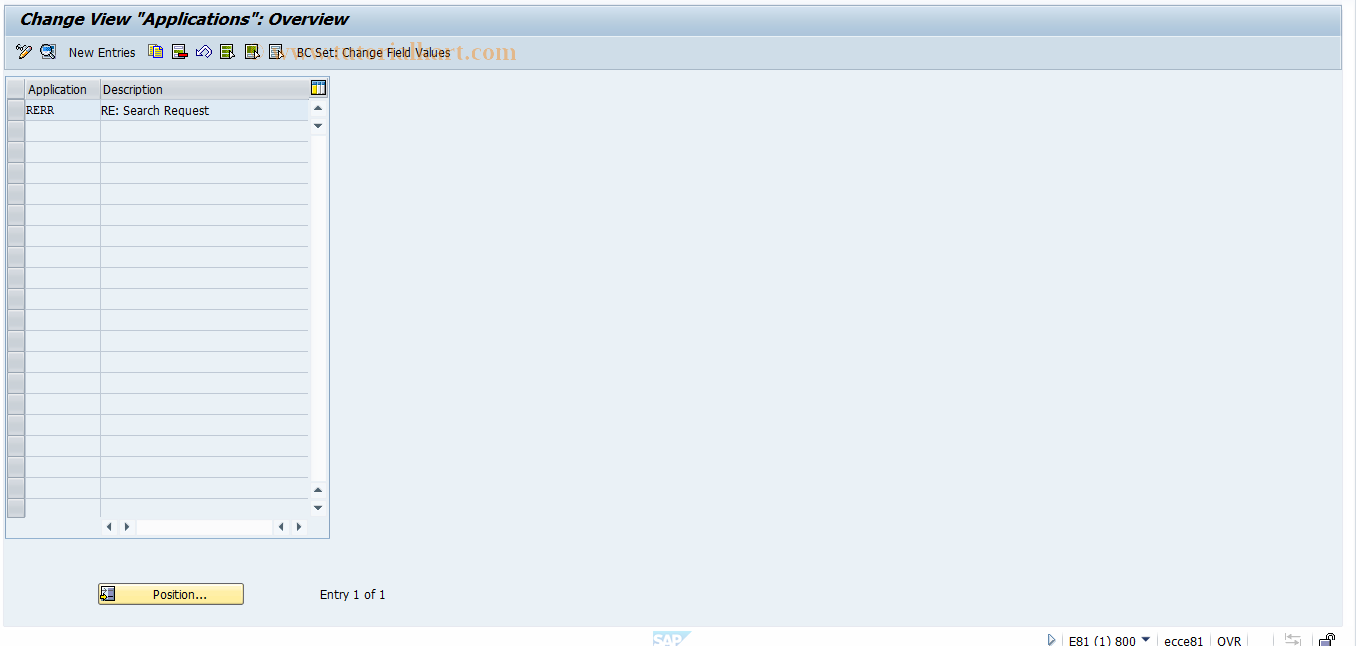 SAP TCode REORRR0001 - RR: Applications