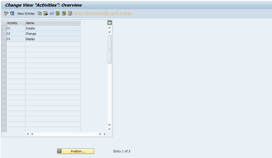 SAP TCode REORRR0018 - RR: Activities