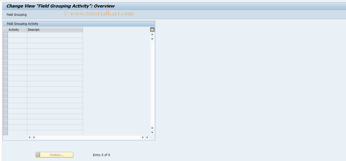 SAP TCode REORRR0100 - RR: Field Modification per Activity