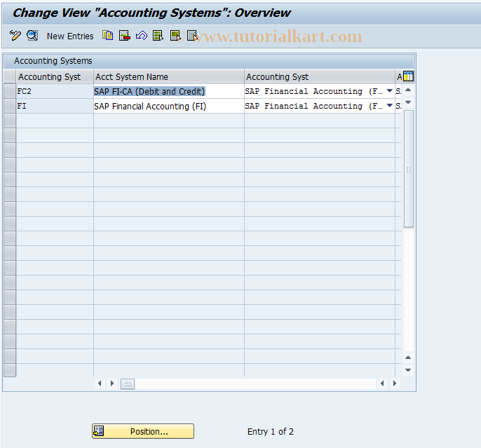 SAP TCode RERAZG - Accounting Systems