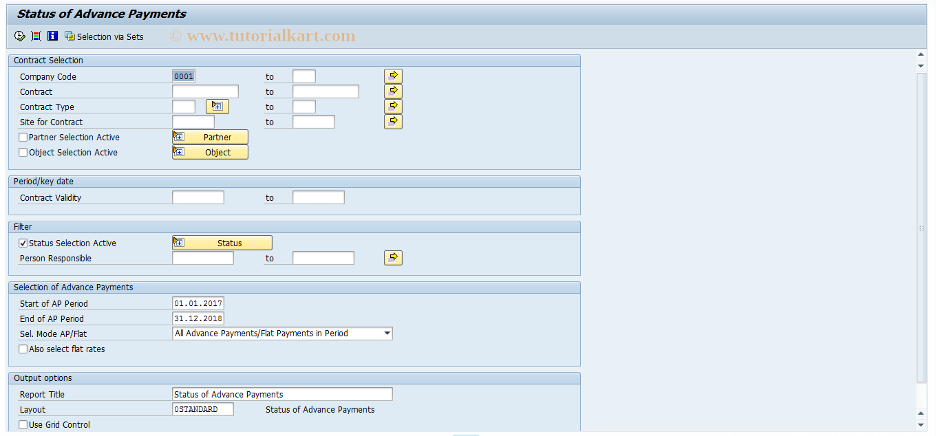 SAP TCode RESCADVSTATUS - Status of Advance Payments