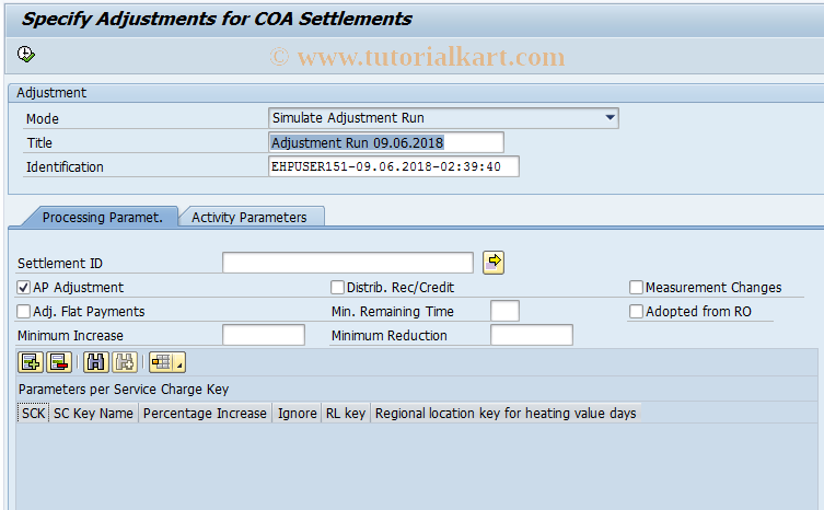 RESCAJCO SAP Tcode Adjustment For COA Settlement Transaction Code