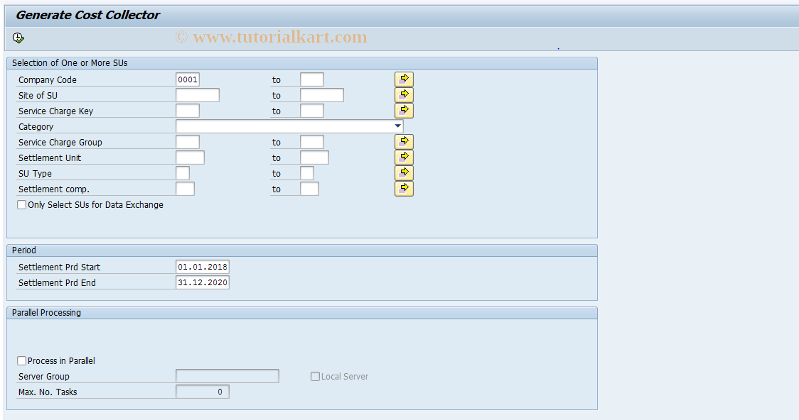 SAP TCode RESCCC - Generate Cost Collector