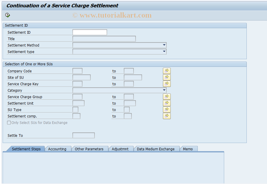 SAP TCode RESCCH - Continue a Service Charge Settlement