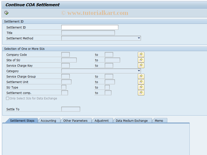 RESCCHCO SAP Tcode Continue COA Settlement Transaction Code