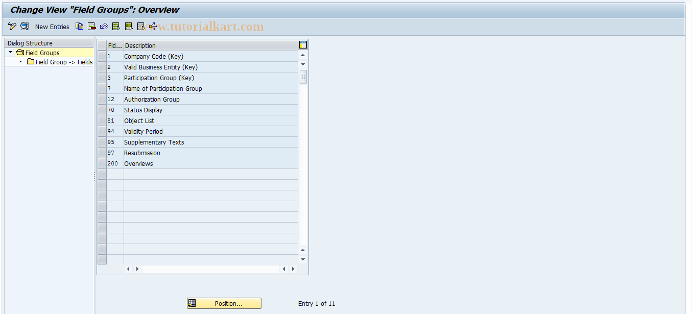 SAP TCode RESCPG0002 - PG: Field Groups