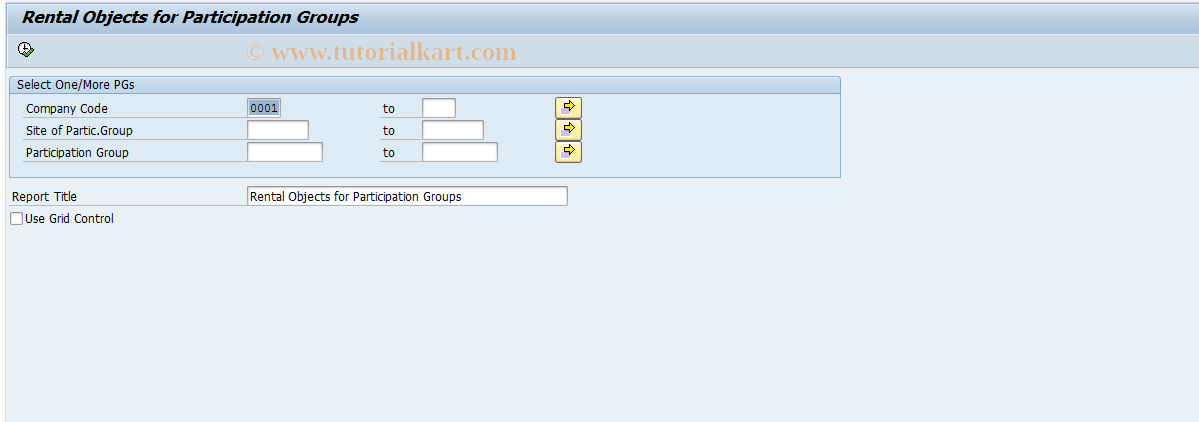 SAP TCode RESCPGRO - Rental Objects for Particip.Groups