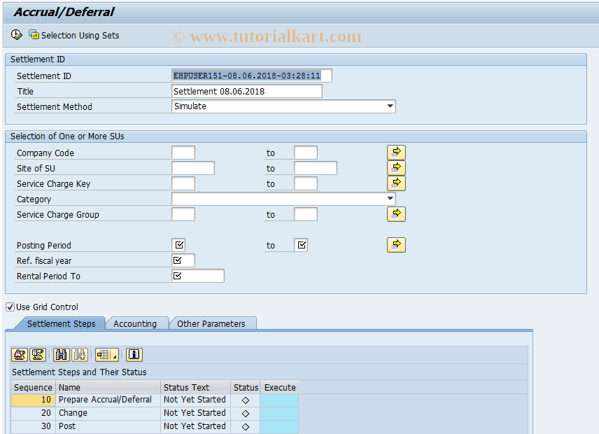 SAP TCode RESCSEAL - Accrual/Deferral