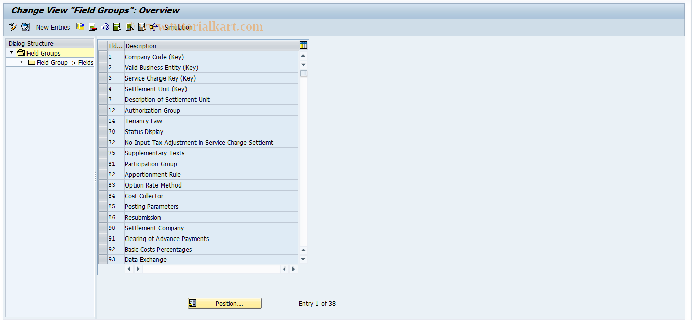 SAP TCode RESCSU0002 - SU: Field Groups