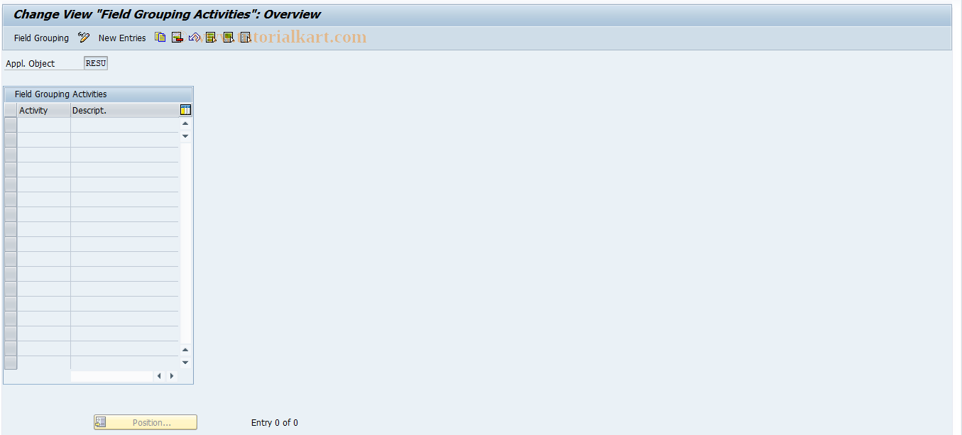 SAP TCode RESCSU0019 - SU: Field Mod. per Activity (Control