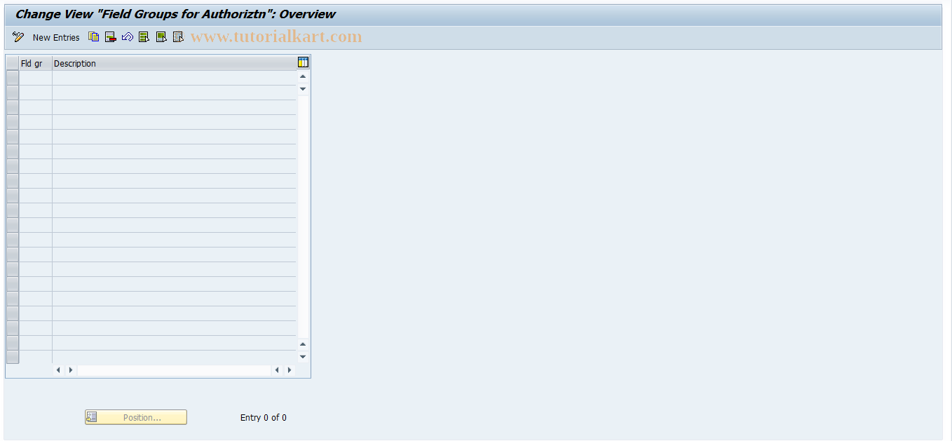 SAP TCode RESCSU0103 - SU: Field Grops for Authorization