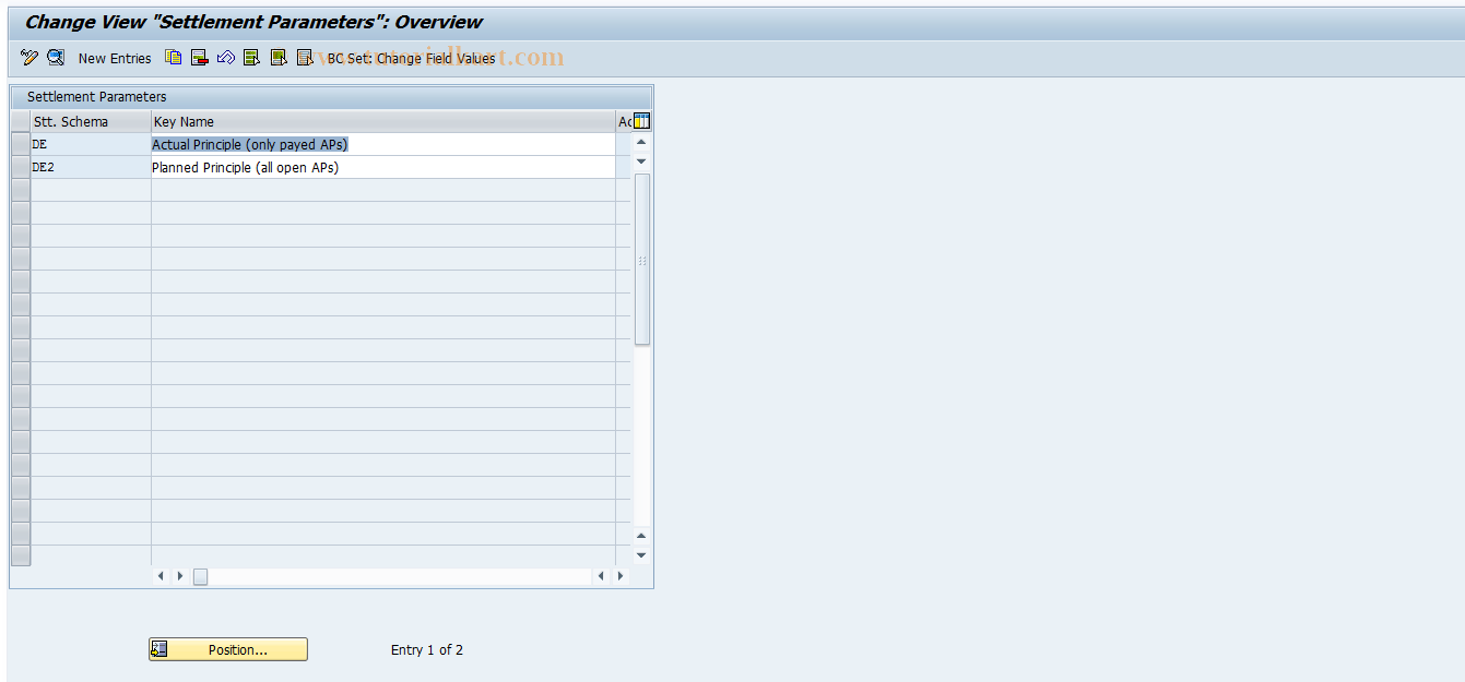 SAP TCode RESCZD - Settlement Parameters